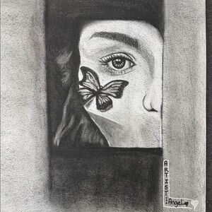 Monochrome Butterfly Art by